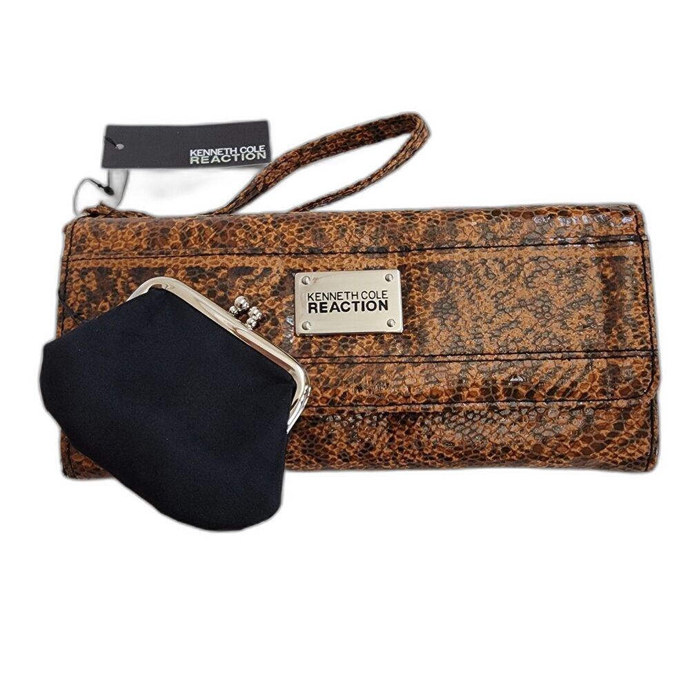 Kenneth Cole Reaction Cheetah Print Coin Purse Wristlet Wallet